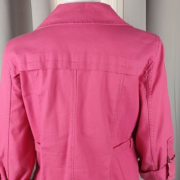 Ruby Rd Women’s Hot Pink Denim Stretchy Cotton Zipped Jacket Size 8P - Picture 4 of 9